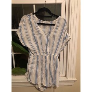 Cute linen striped romper